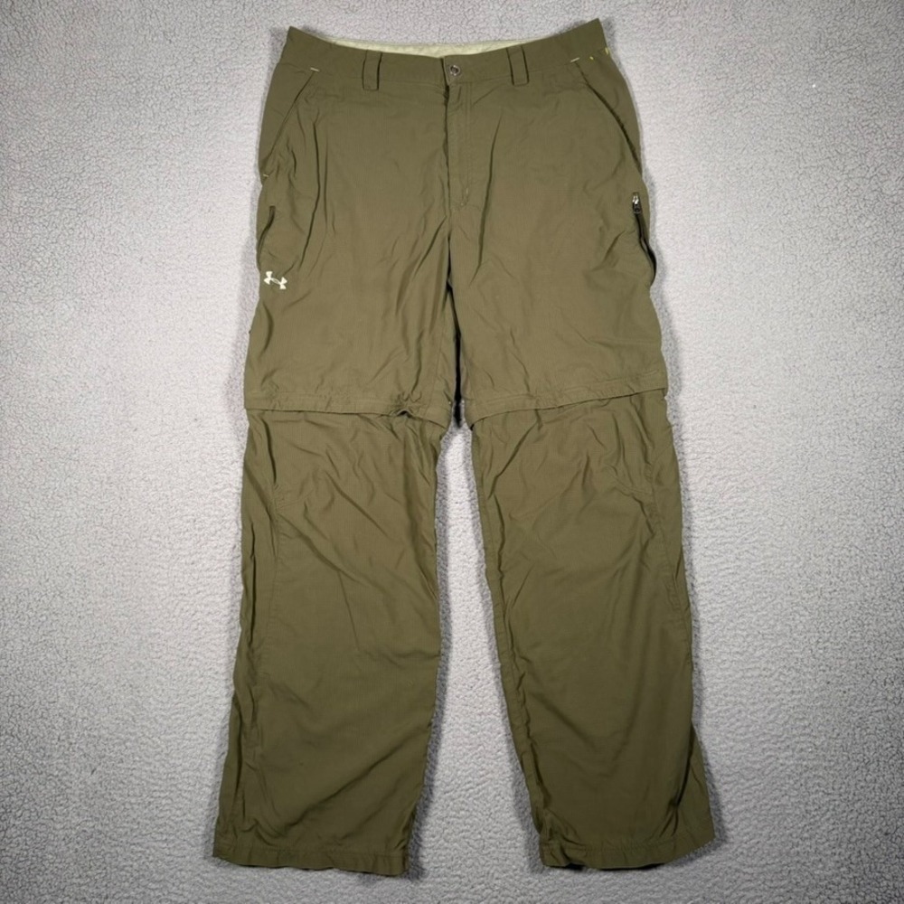 Under Armour Convertible Pants Mens 36x32 Green Ripstop Outdoor Gorpcore Hiking